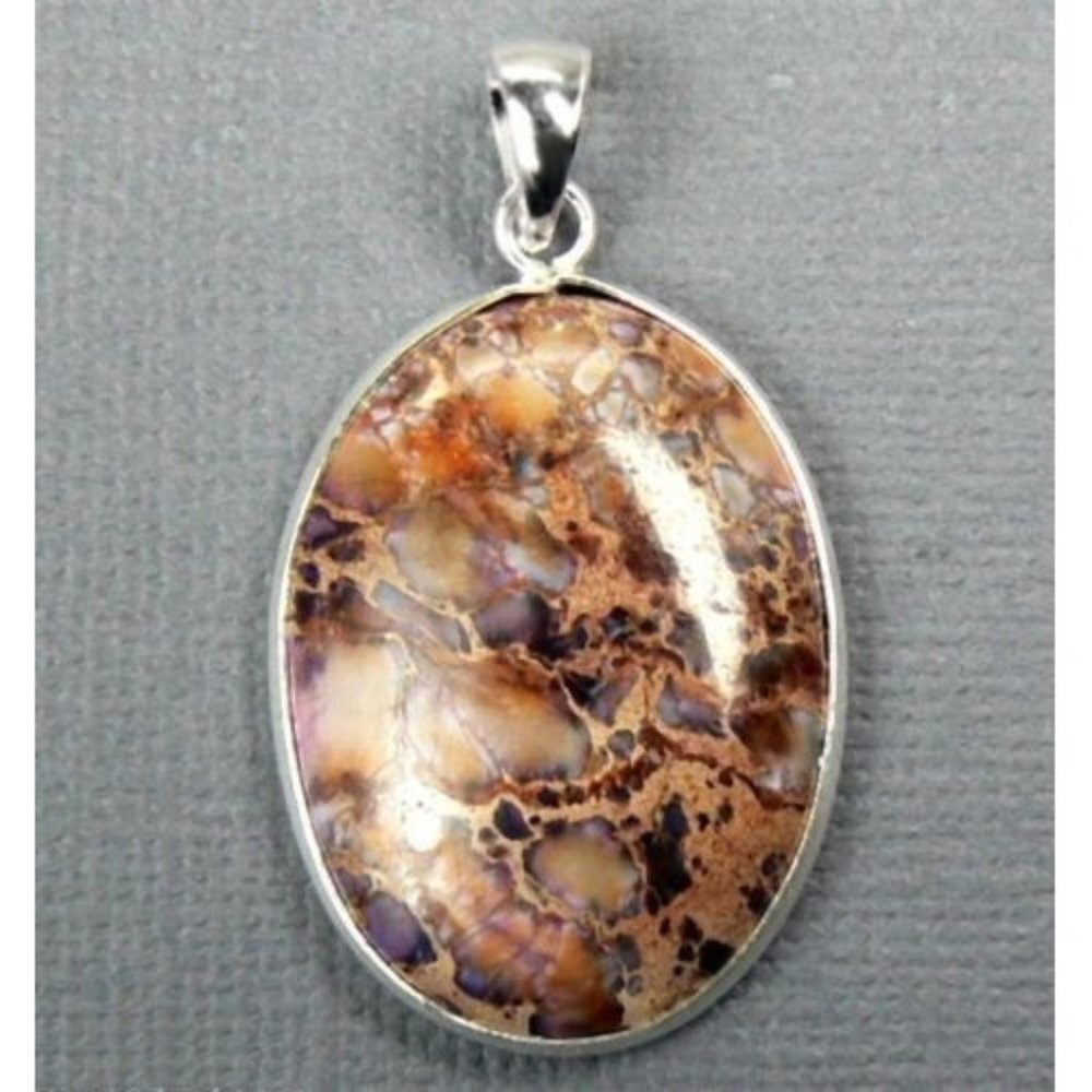 JASPER Oval Sterling SILVER Pendant size 1.75"